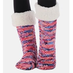 LAST ONE - The Comfy Slipper Sock in Pink Multi - women's 6-10 - Christmas gift!